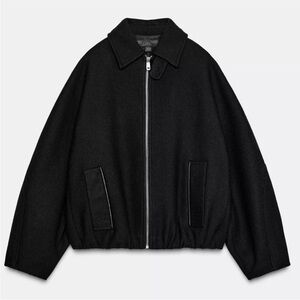 Zara Contrast collar wool ballon bomber jacket